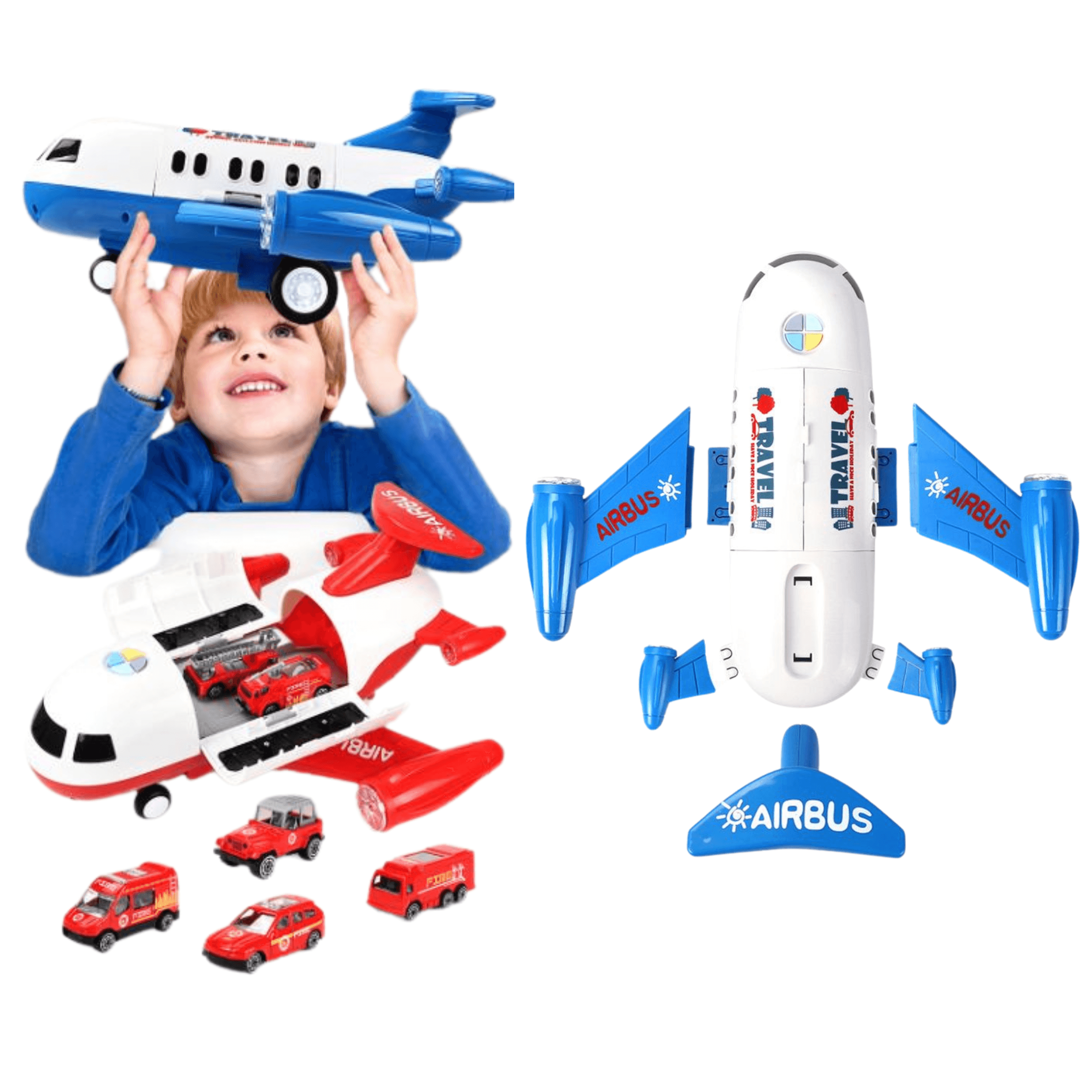 Transporter plane with cars - red