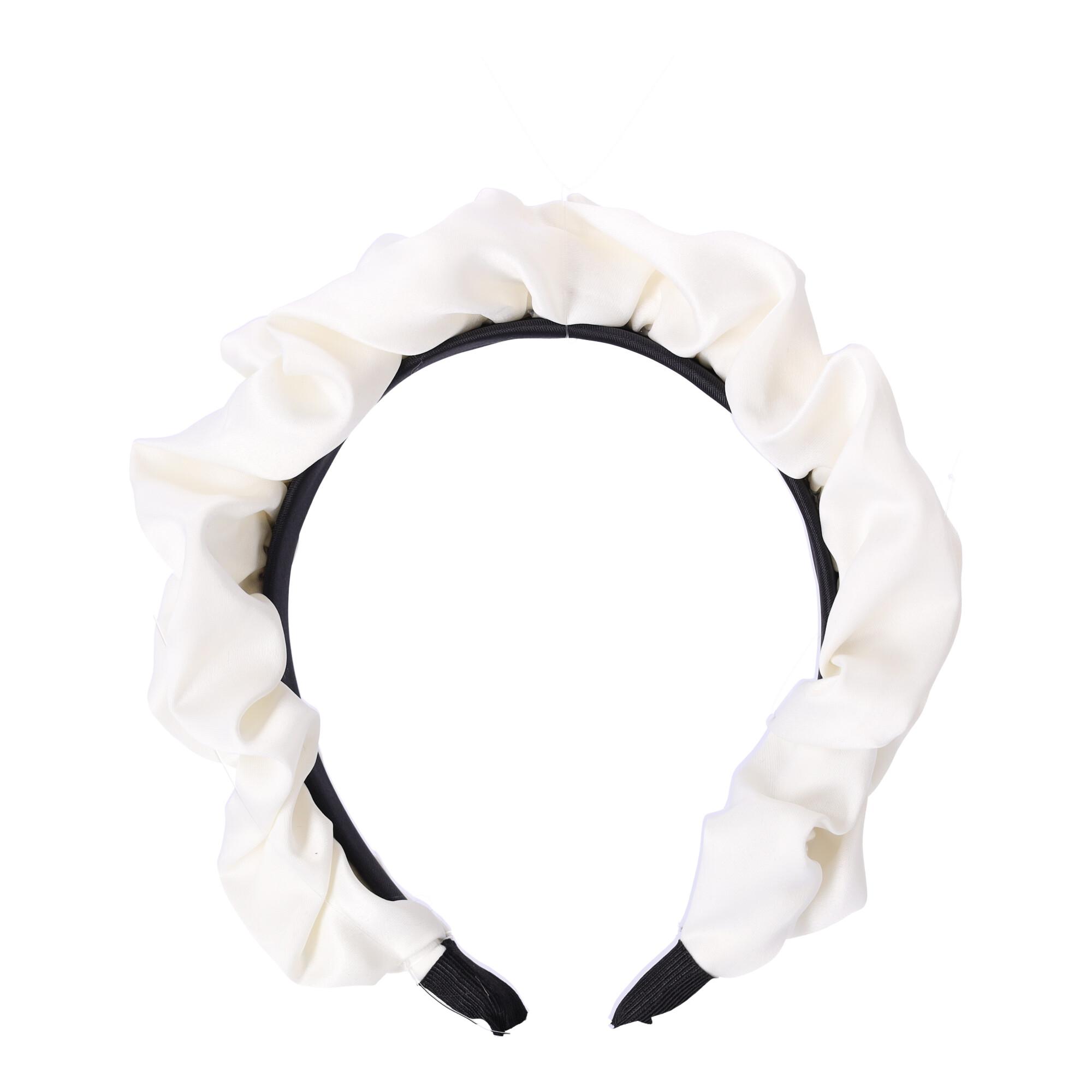 Satin hairband - white with pearls