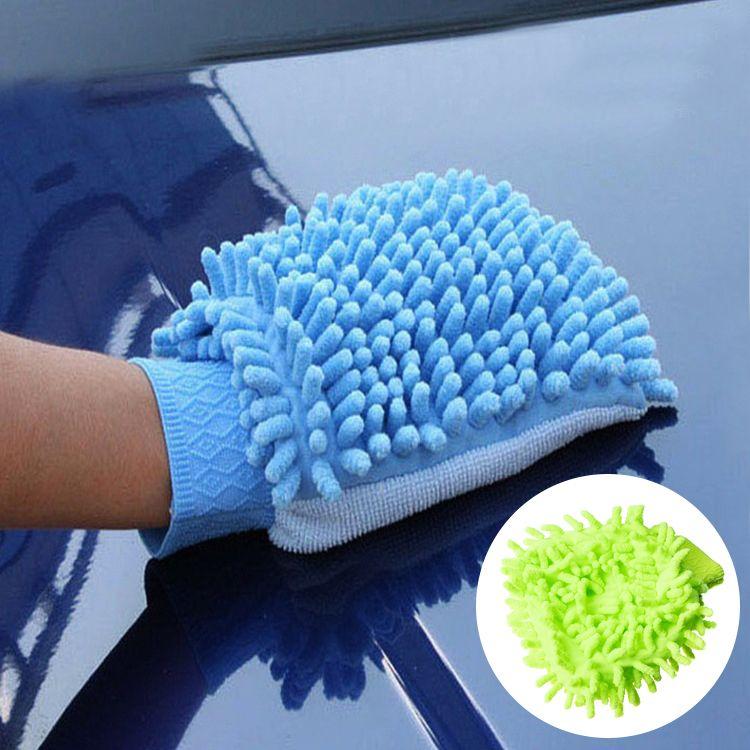 A microfiber glove for washing a car - green