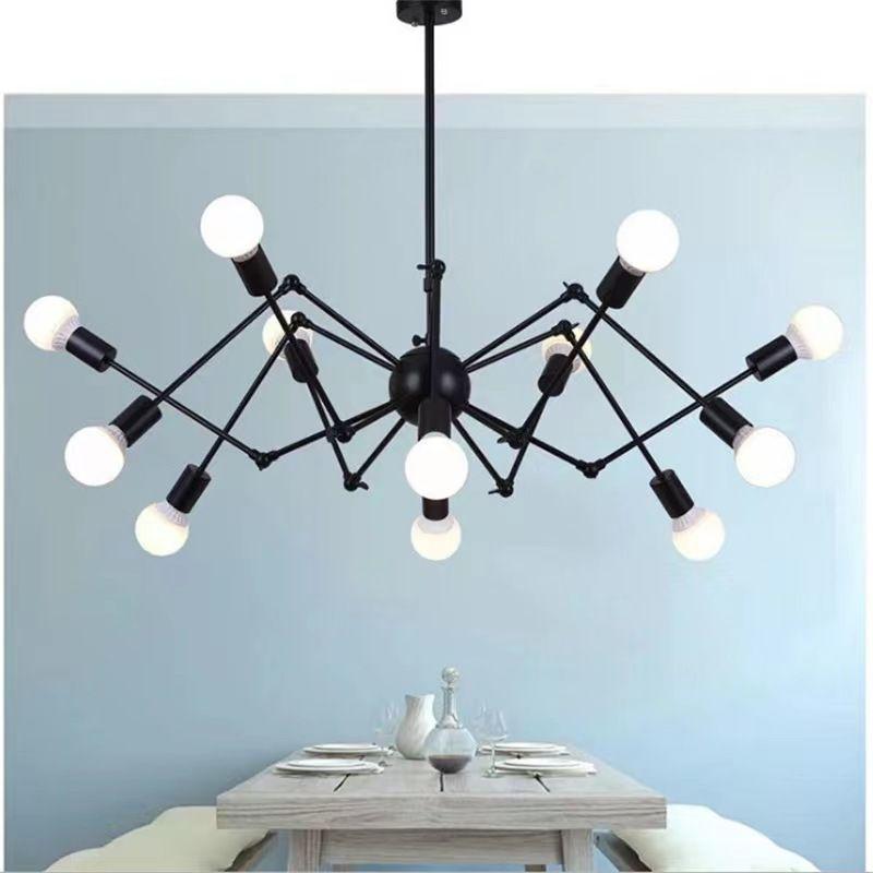 Modern ceiling lamp / Reto spider chandelier - black, 10-armed