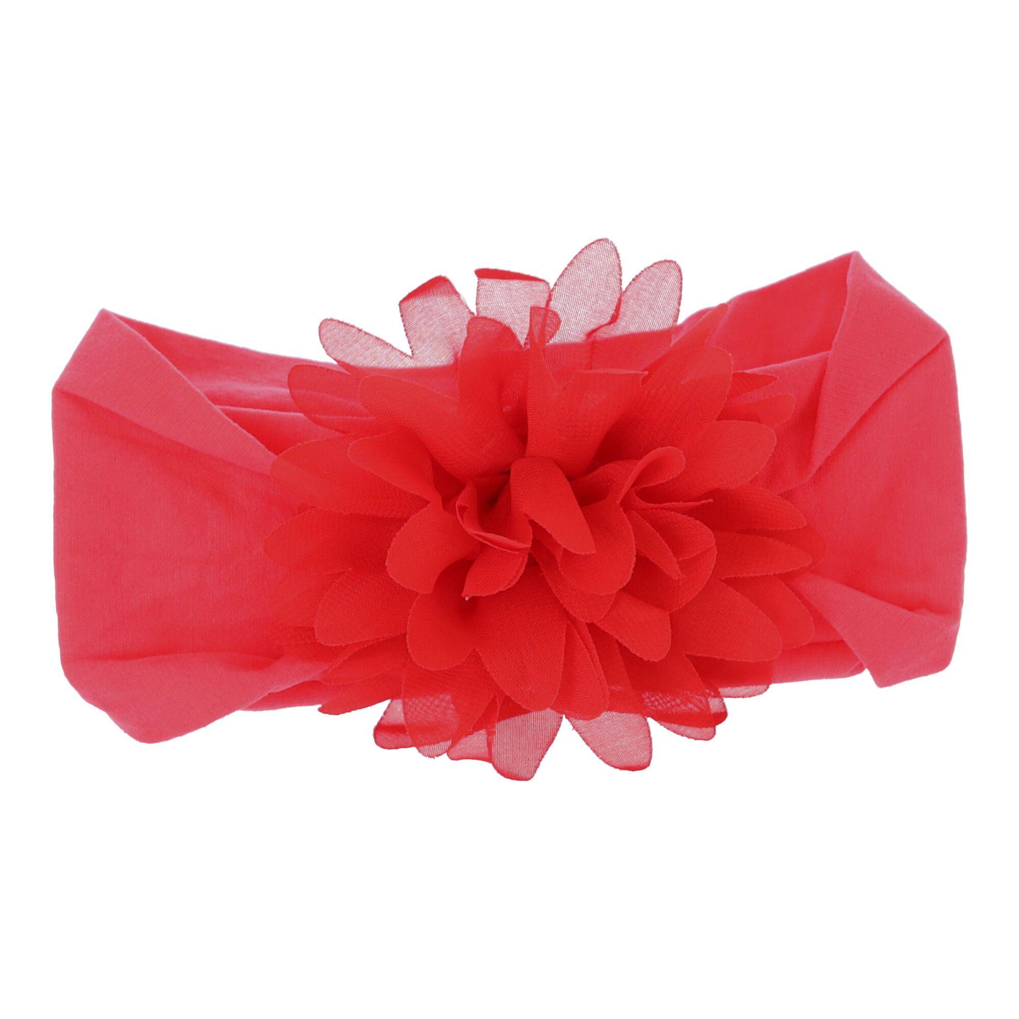 Baby headband with a flower - red, wide