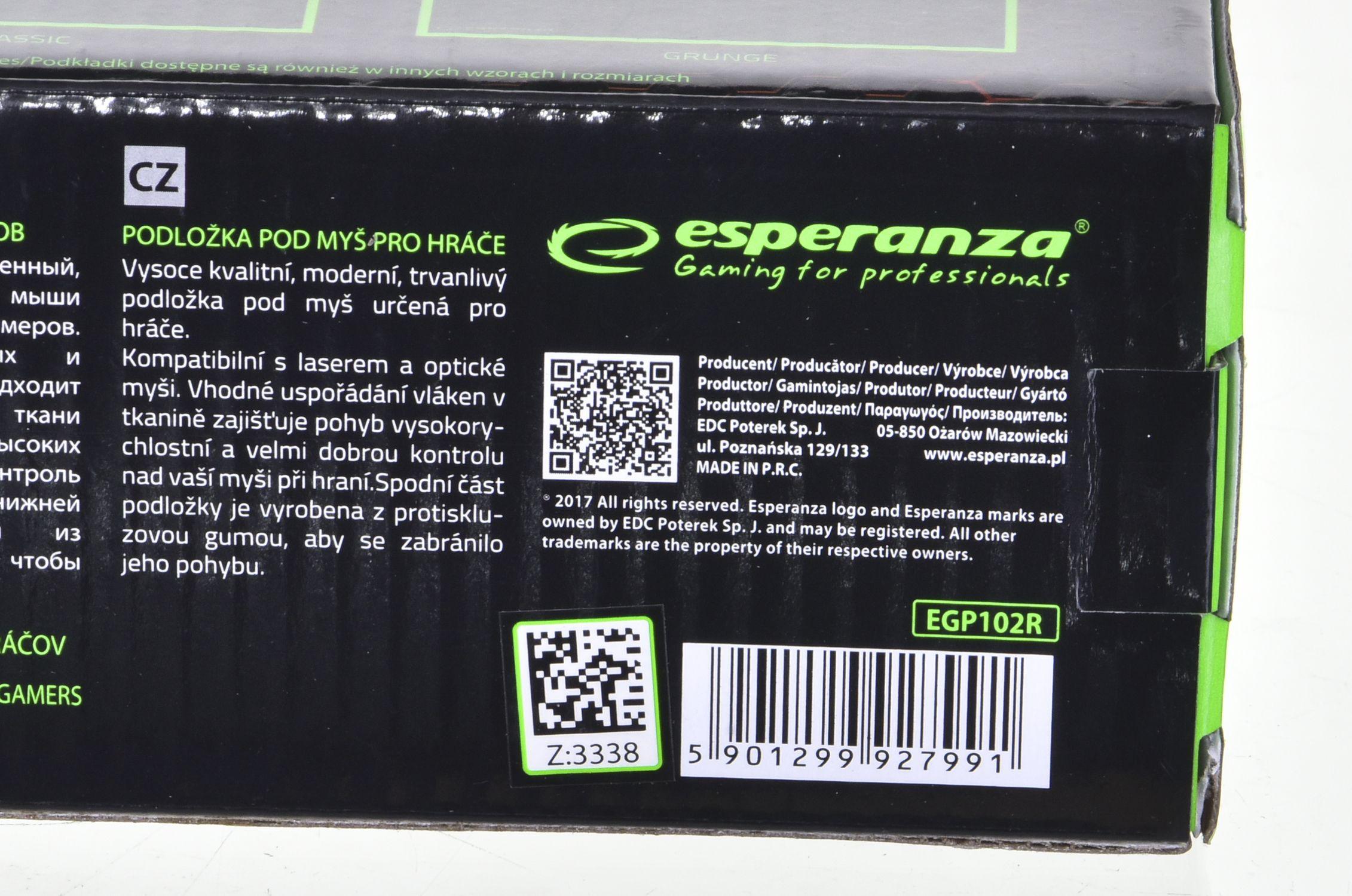 Esperanza EGP101R mouse pad Gaming mouse pad Black