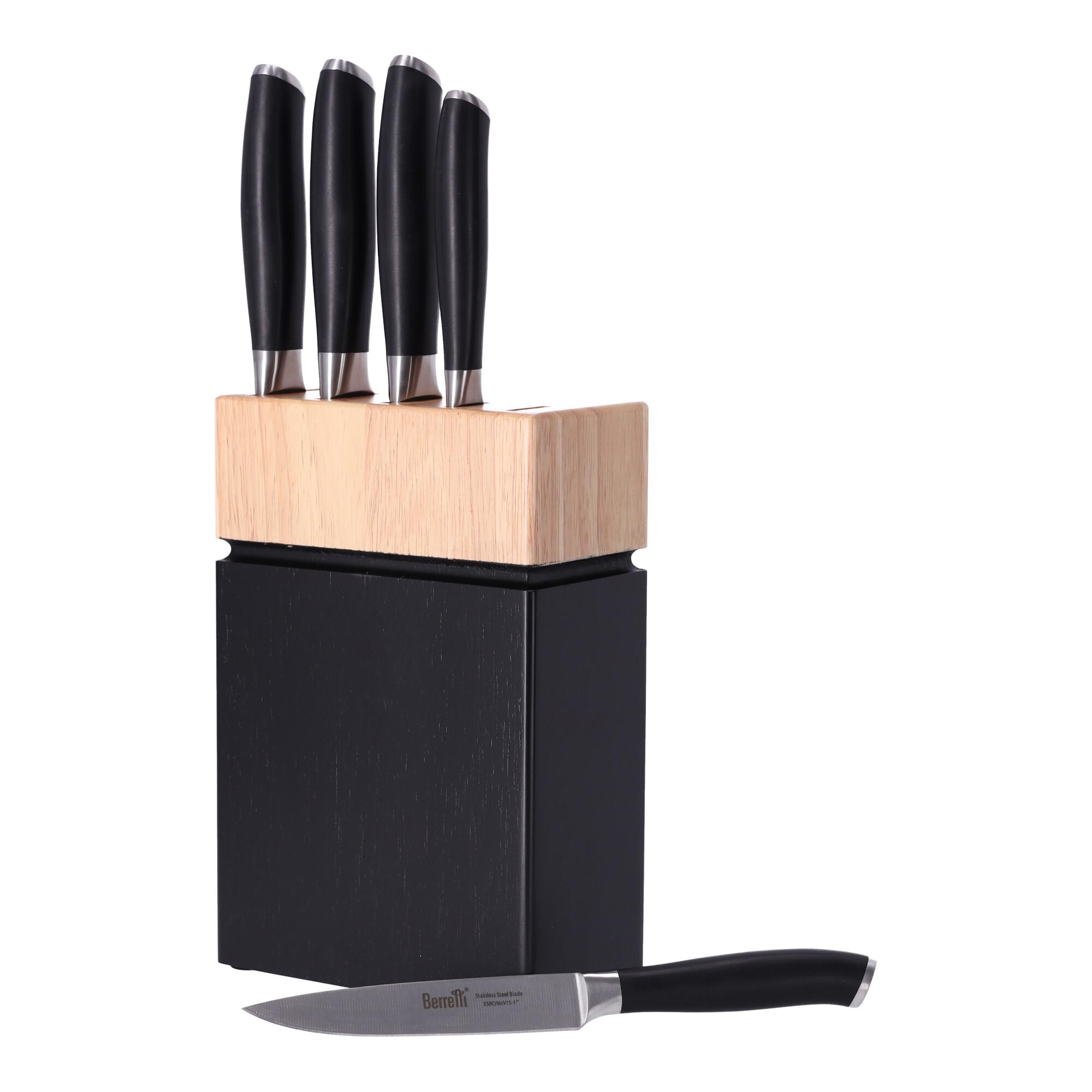 Set of 5 knives in wooden block Grande BERRETTI