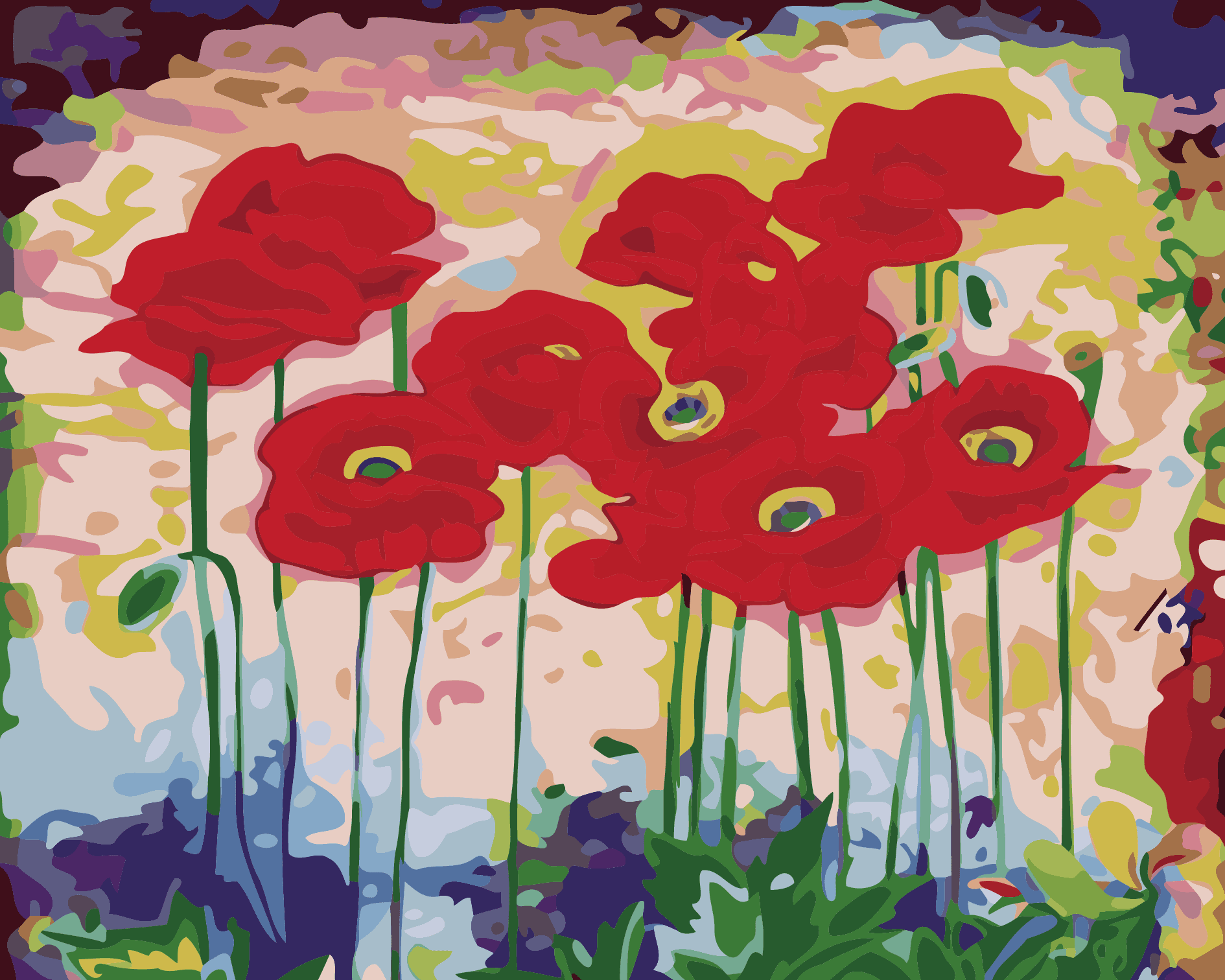 Obraz do malowania po numerach - Kwiaty maki 60x75