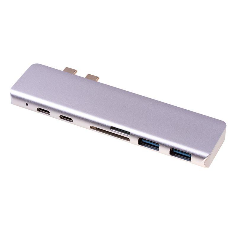 Adapter 7w1 HUB USB-C HDMI 4K SD Macbook Pro / Air - Srebrny