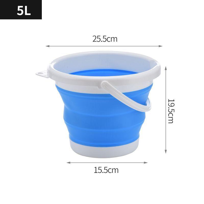 Silicone bucket 5L foldable - blue and white