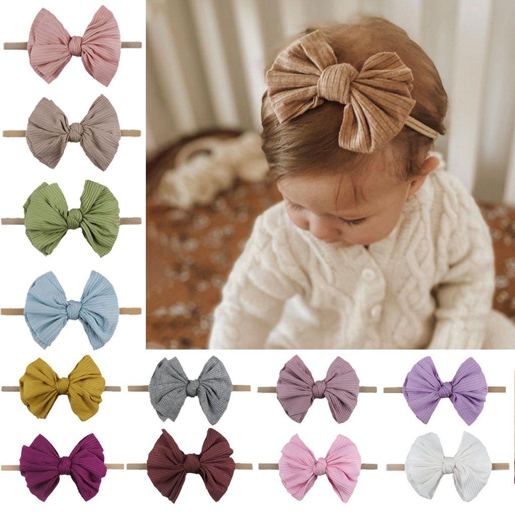 Baby headband with a bow - red wine