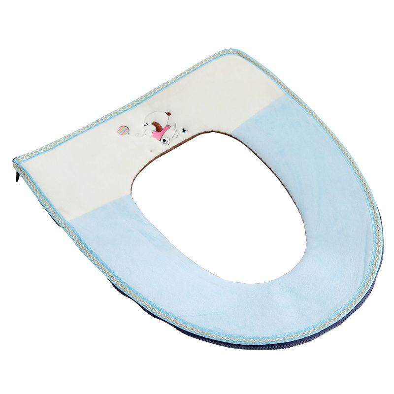 A charming toilet seat cover - white-light blue