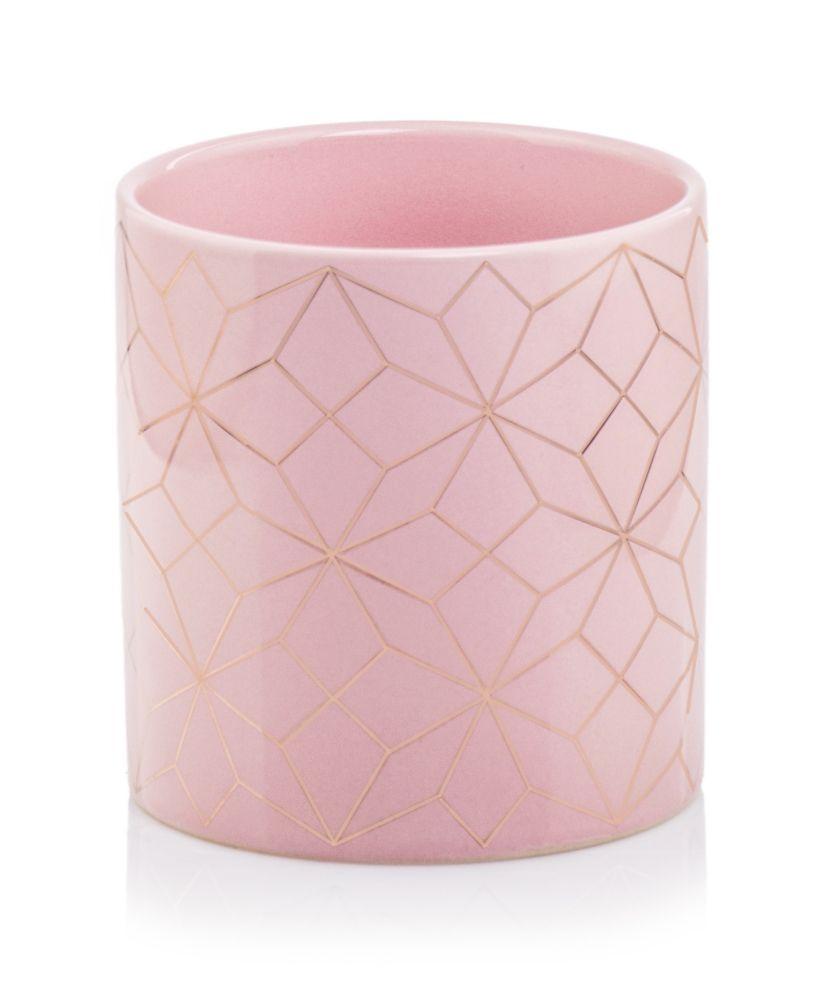 Ceramic cylinder-shaped pot - rose gold - BARCELONA collection