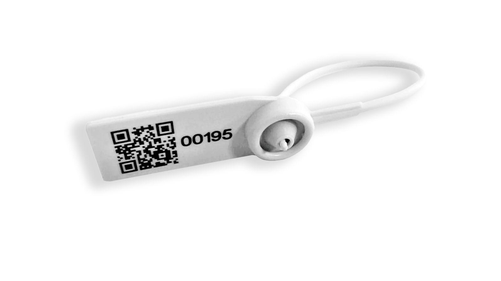 Plastic clamp seal with a unique code - white