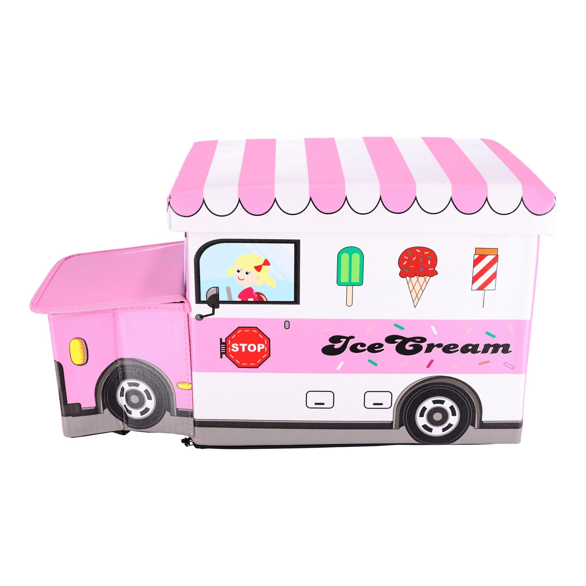 Pojemnik na zabawki z pufą - samochód Ice Cream