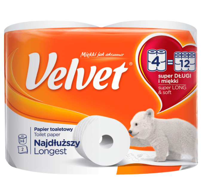 Longest toilet paper Velvet - 4 rolls
