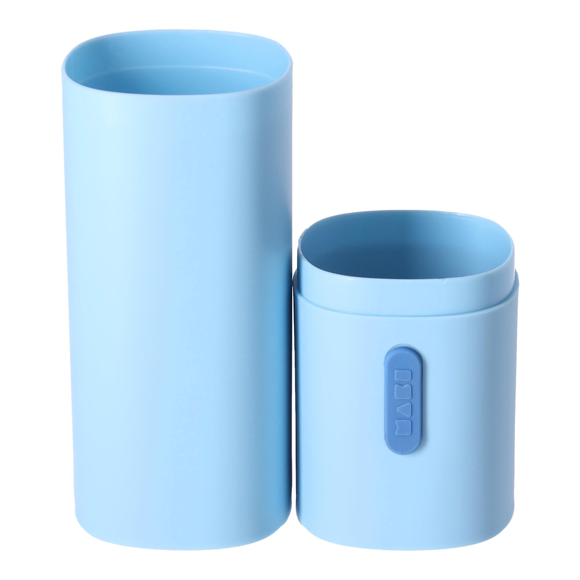 Container, case for toothbrush and toothpaste - blue