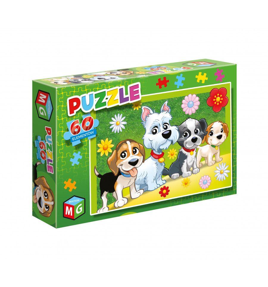 Zabawka edukacyjna Puzzle 60 - Pieski Kwiatki