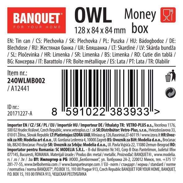 Moneybox 128x84x84mm OWL