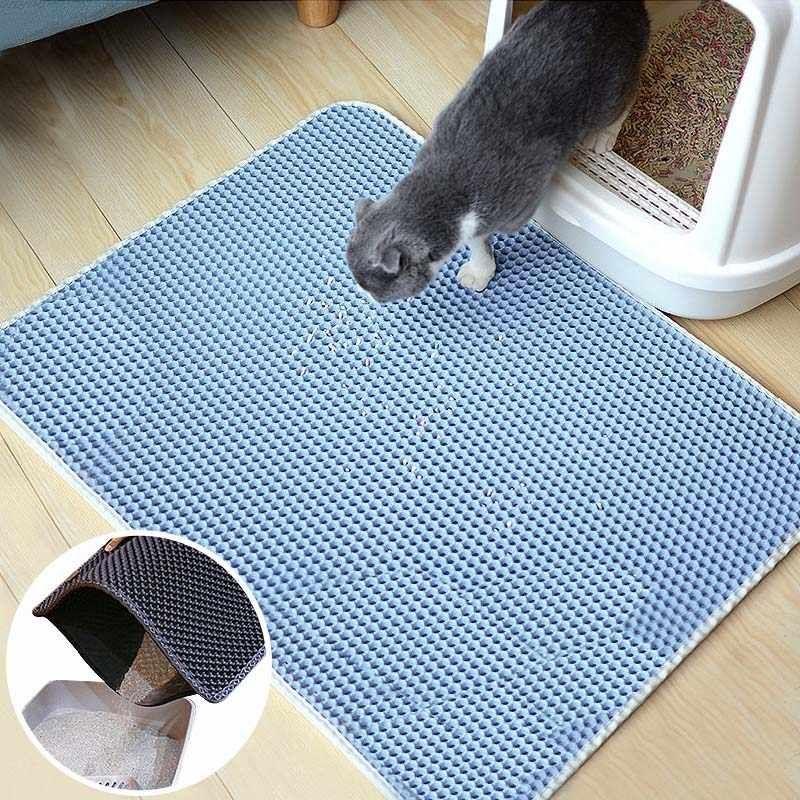 Cat mat for doormat litter box - light blue