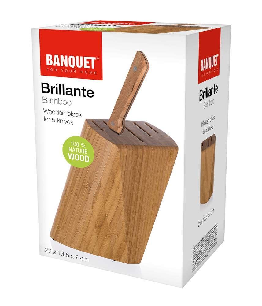 Drewniany stojak na 5 noży Brillante Bamboo 22x13,5x7 cm