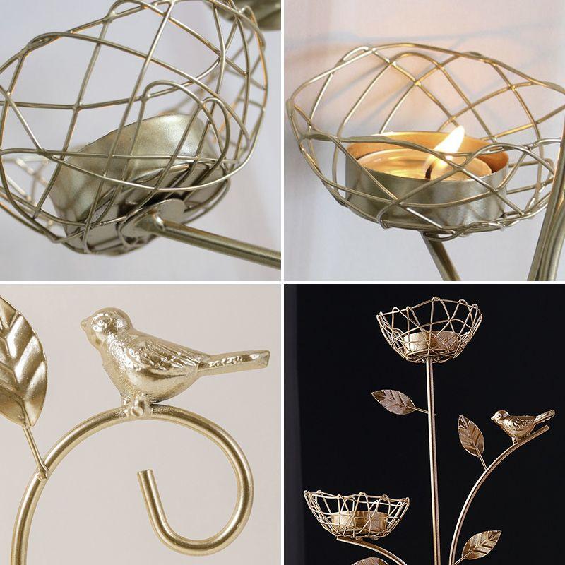 Decorative golden candlestick - three baskets