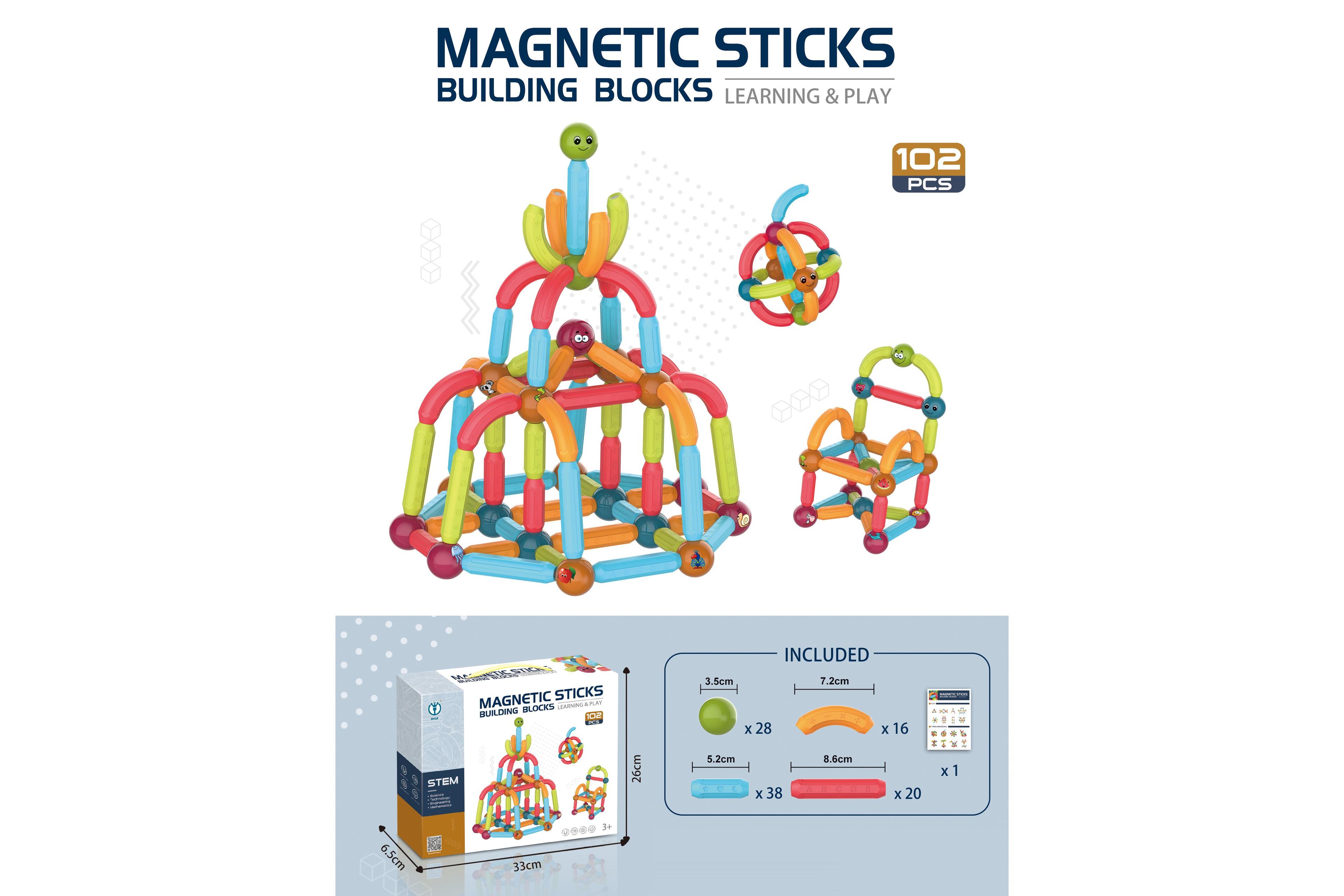 Magnetyczne klocki konstrukcyjne - zestaw 102 elementy