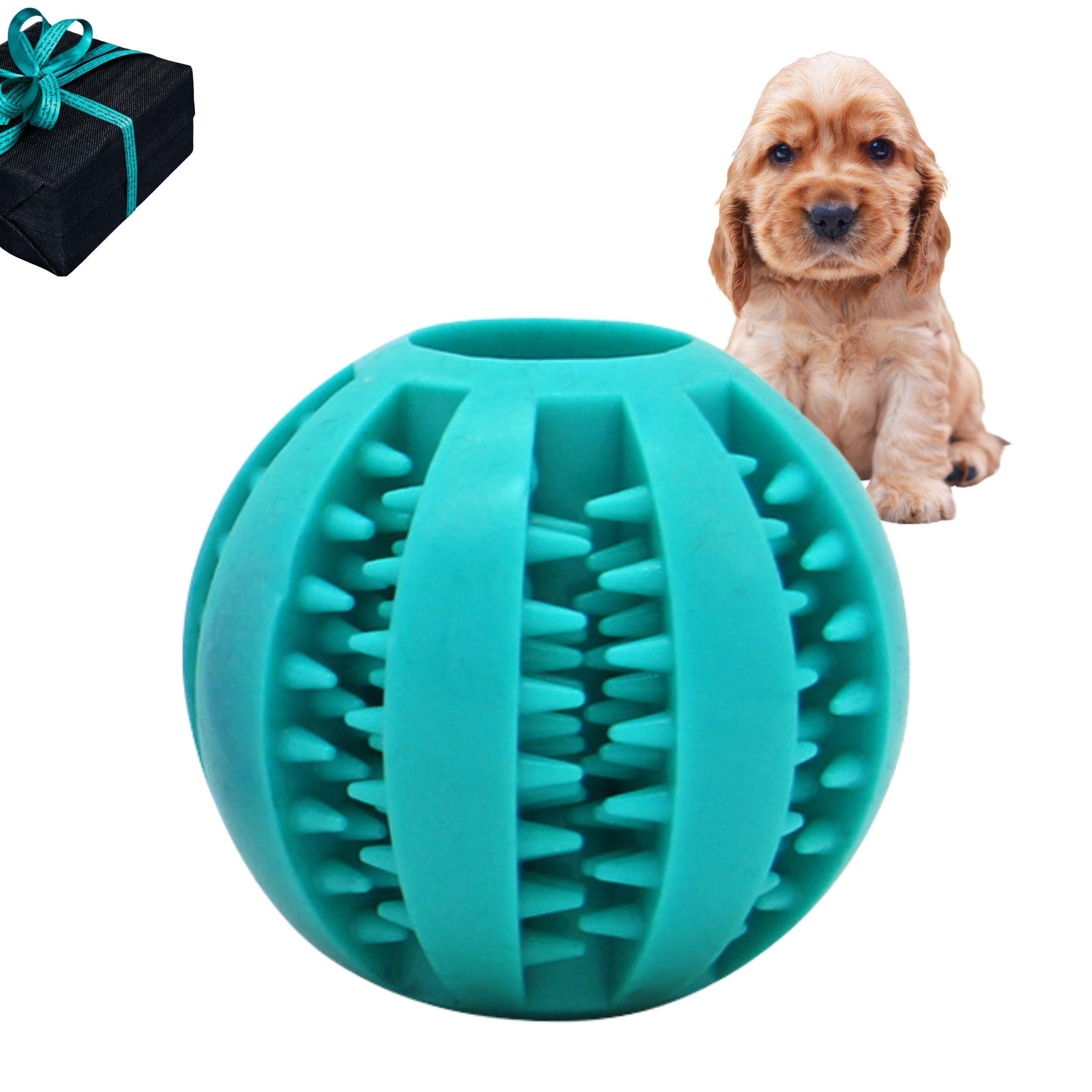 Dog chew toy with holes for treats - blue