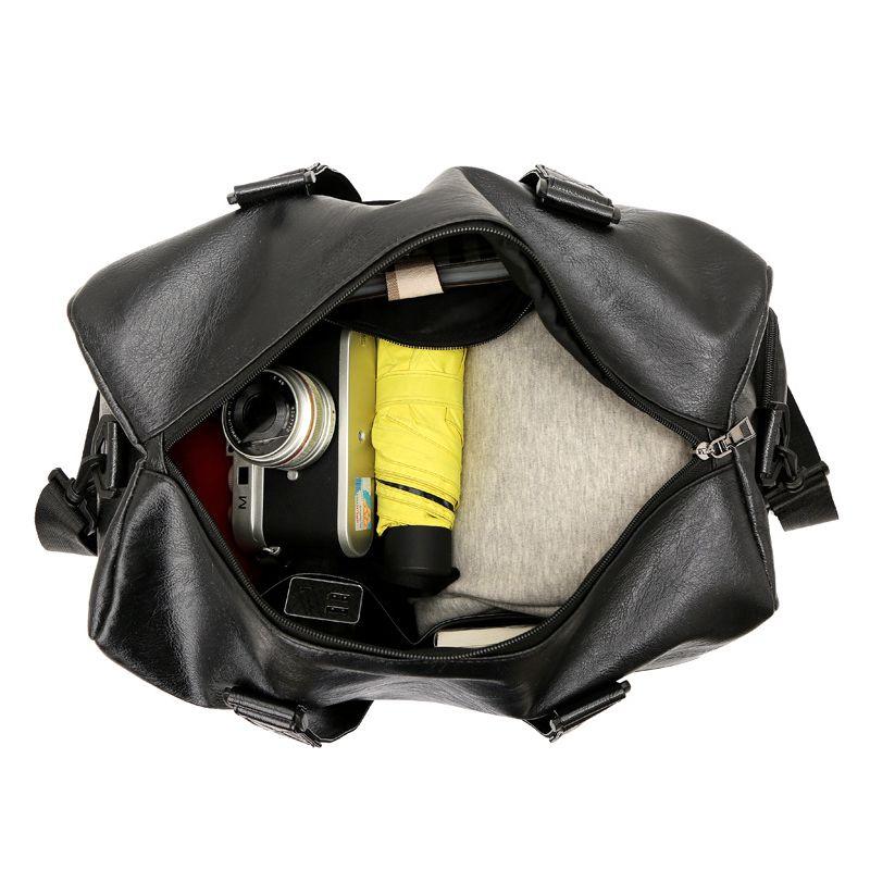 Leather travel bag - black