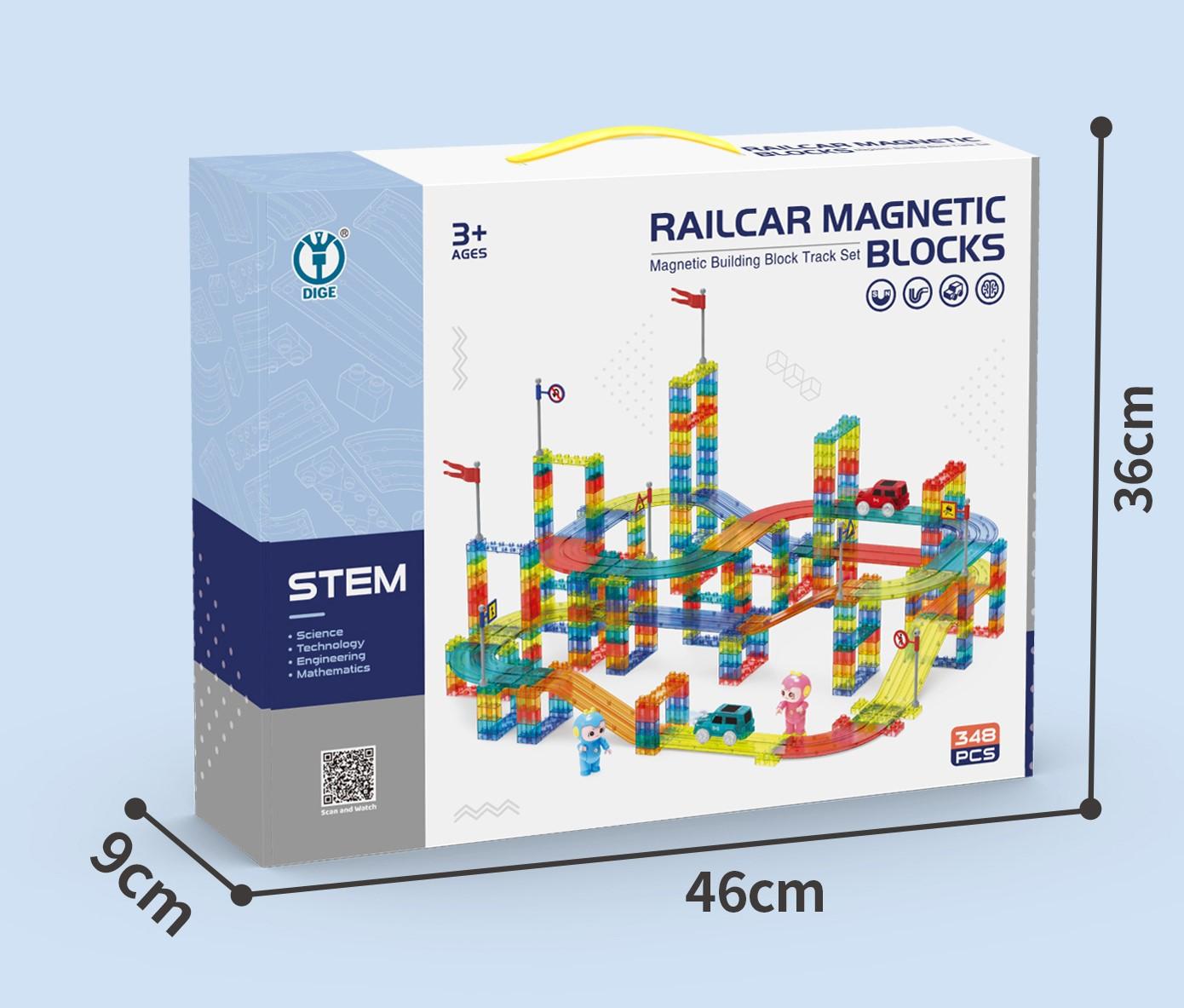 Magnetic building blocks - Tracks - Set of 348 pieces