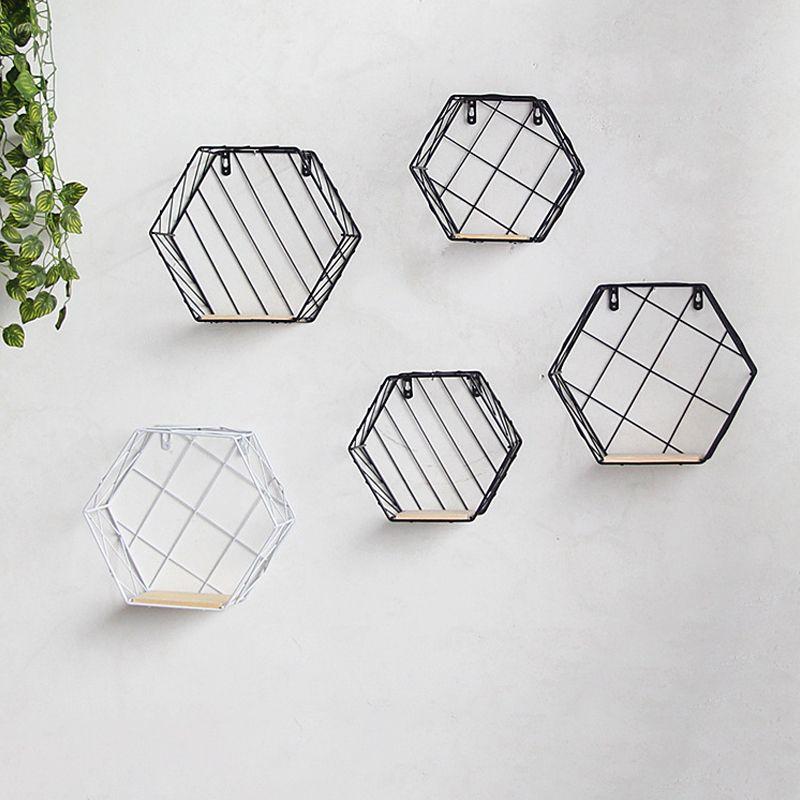 Hexagonal decorative shelf - white