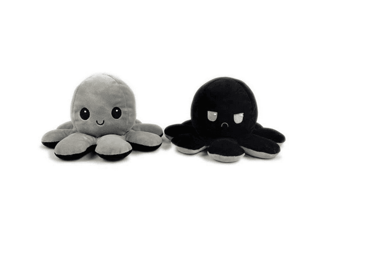 Octopus double-sided mascot 40 cm - black and gray