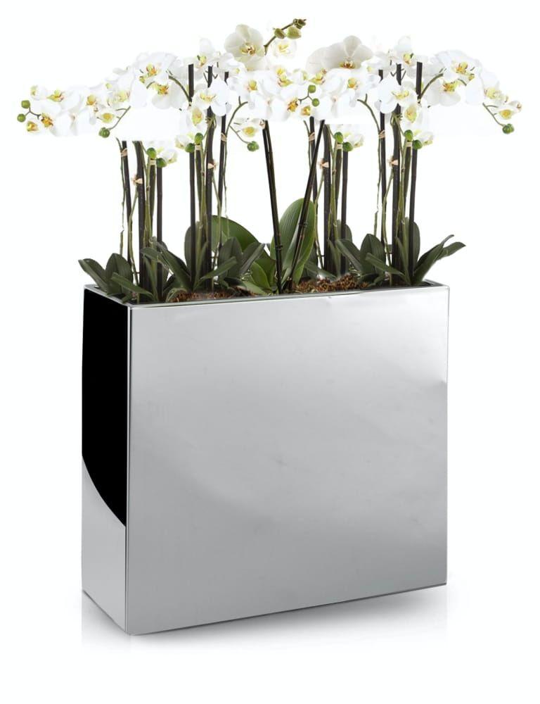 Wide geometric flower pot from the Mirror collection, 75x28 cm