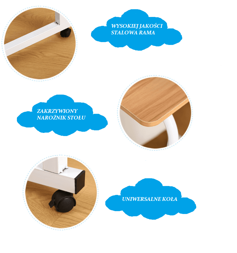 Mobilny stolik pod laptopa / Mobilny stolik kawowy - drewniany