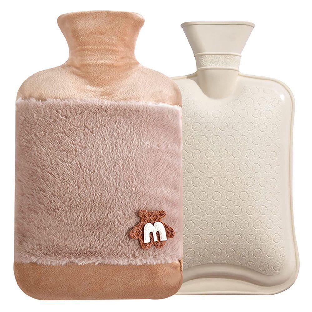 Plush hot water bottle, hot water bottle in a sweater 2L - dirty pink, with a teddy