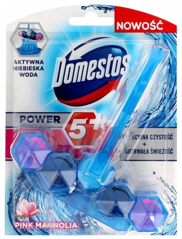 Domestos Power 5+ Blue Water Toilet Rim Block Pink Magnolia 53g