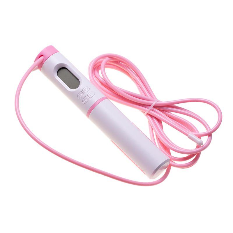 Professional skipping rope with electronic LCD counter - pink and white