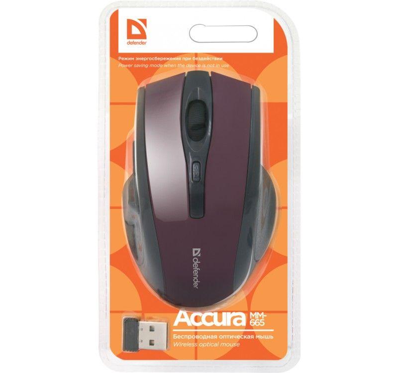 MOUSE DEFENDER ACCURA MM-665 RF MAROON 1600dpi 6P