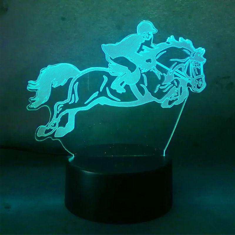 Lampka nocna 3D LED "Jeździec" Hologram + pilot