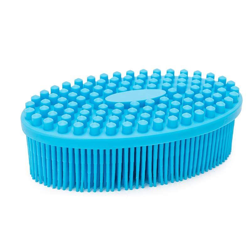 Silicone brush for washing children - blue