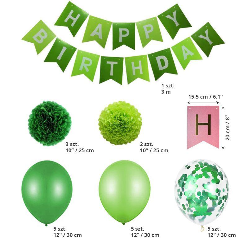 Dekoracja balonowa, urodzinowa dla chłopca - zielona