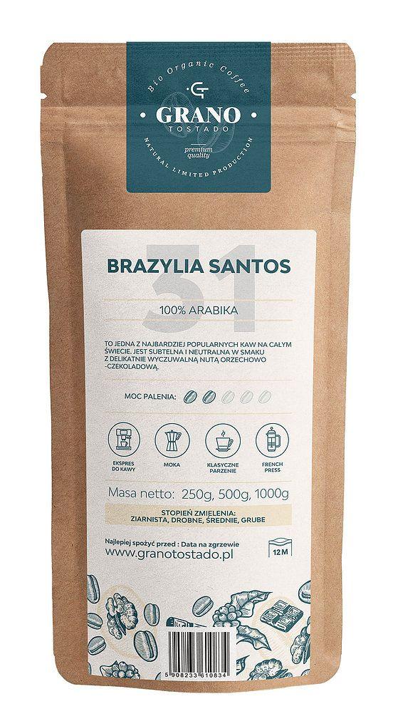 Grano Tostado Brazylia Santos Coffee, medium ground 1 kg