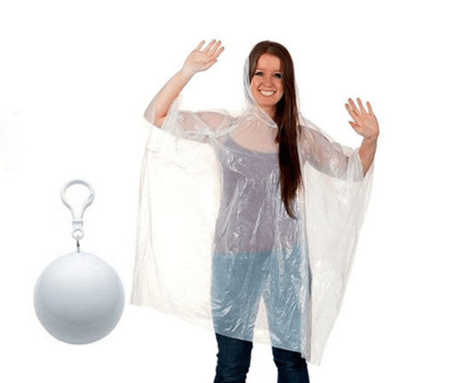 Cloak, rain cape in a ball with carabiner - white