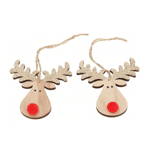 A set of wooden Christmas tree hangers (2 pcs) - reindeer