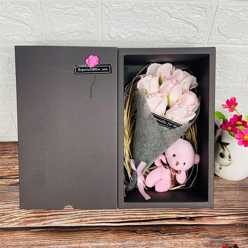 Box of soap roses - light pink