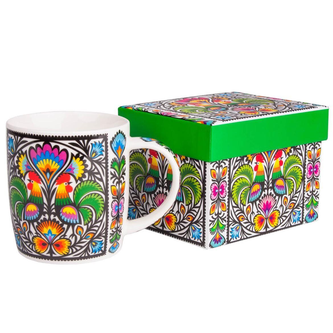 Hania FOLKSTAR mug in a box with roosters