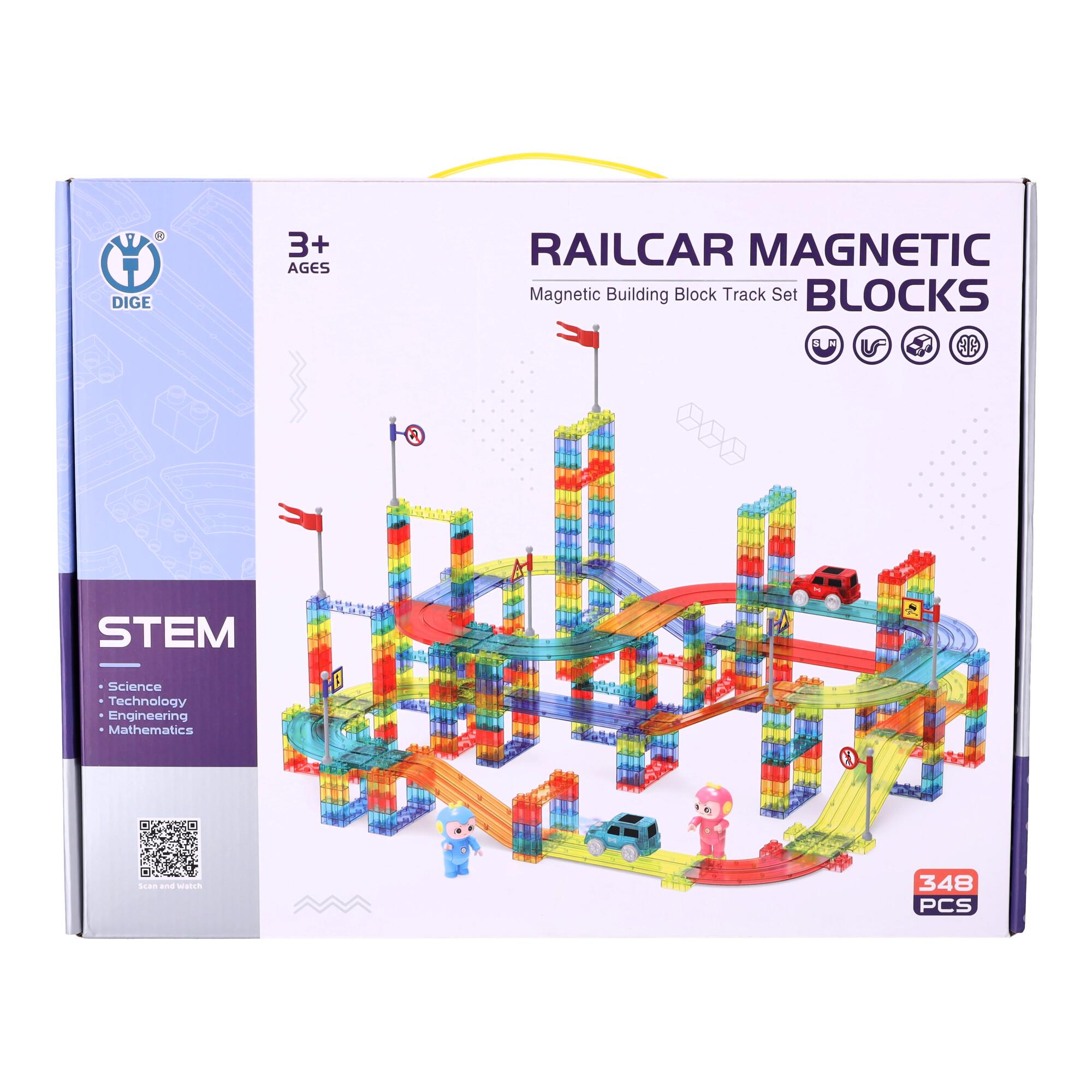 Magnetic building blocks - Tracks - Set of 348 pieces