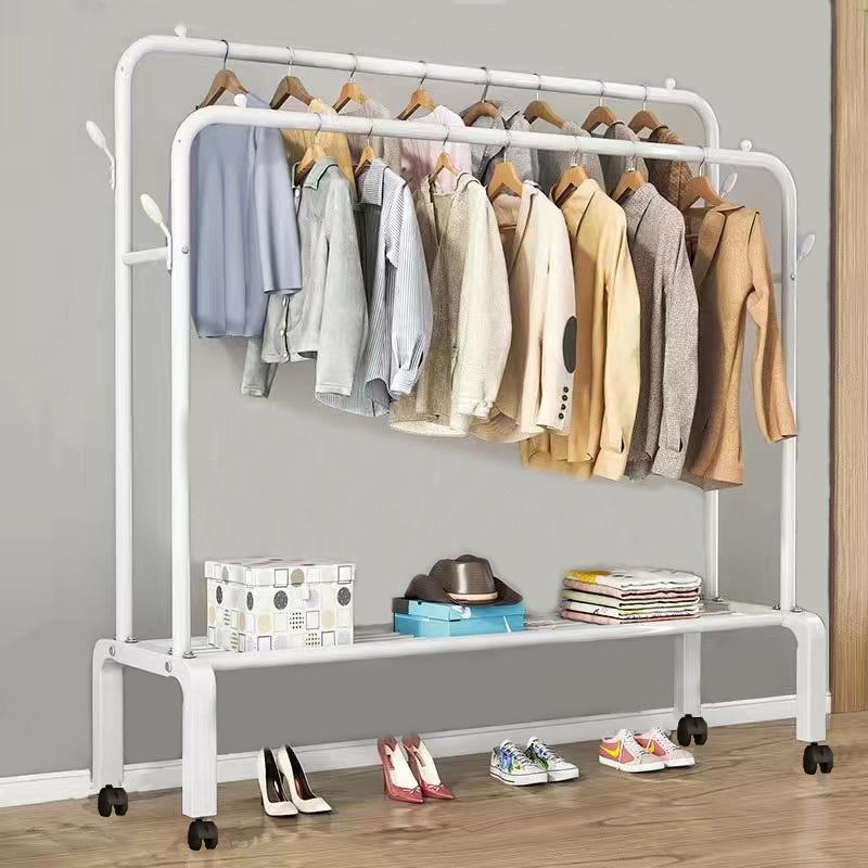 Multifunctional free-standing clothes hanger 135x162cm - white