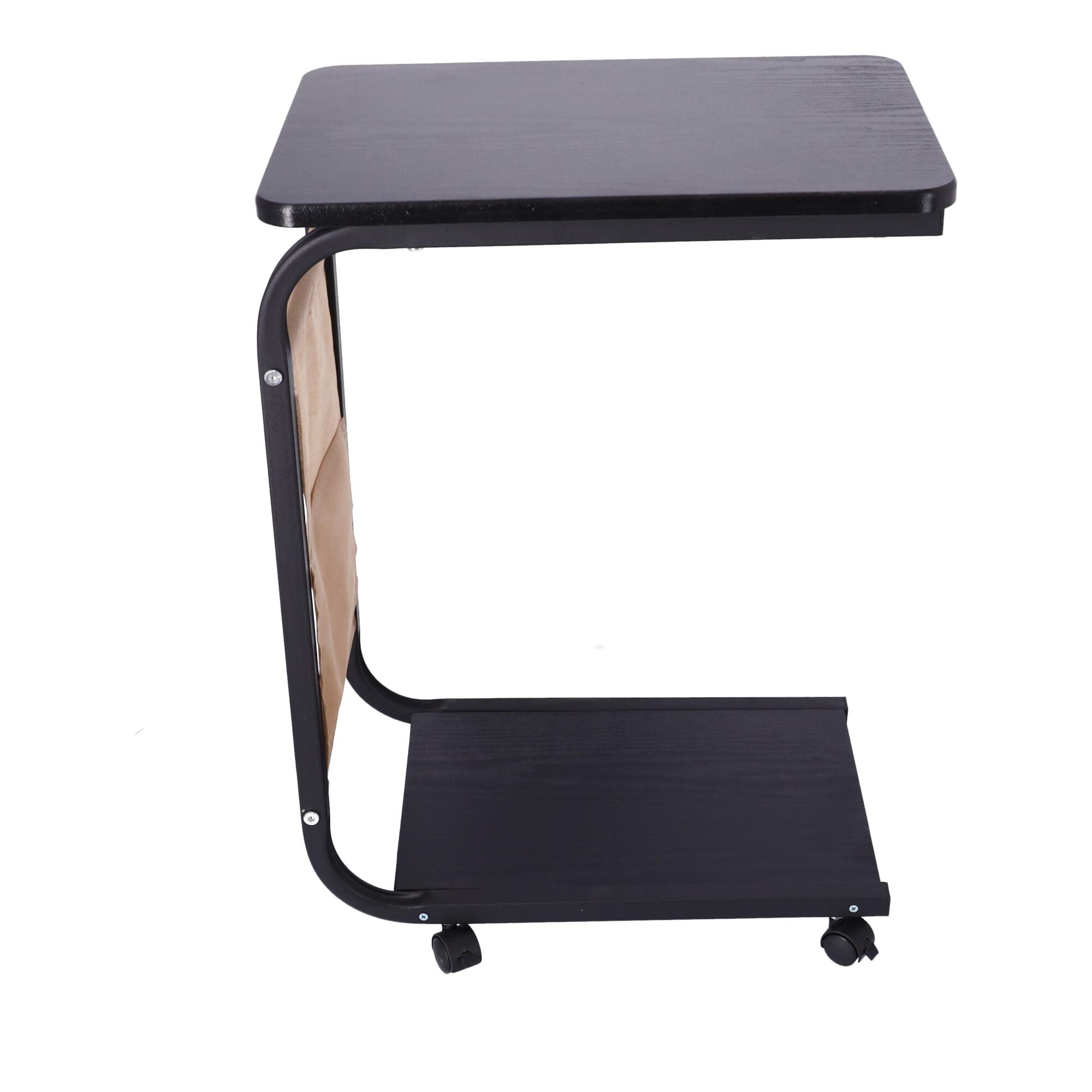 Mobile coffee table / Side coffee table on wheels - black