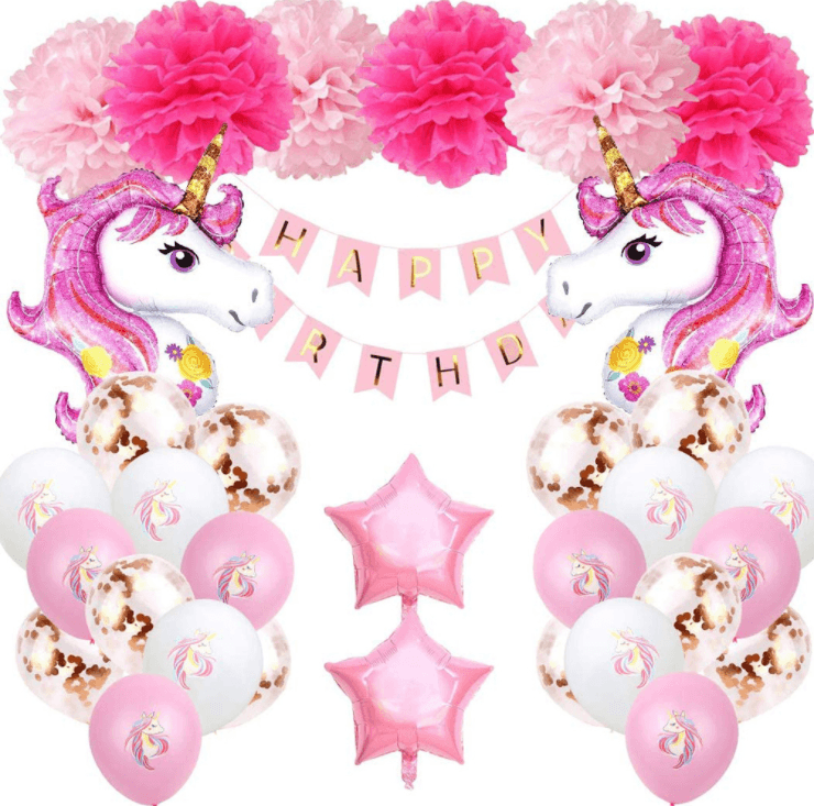 A set of birthday balloons for a girl - unicorn