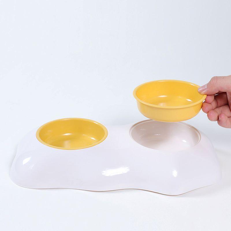 Double dog / cat bowl - yellow