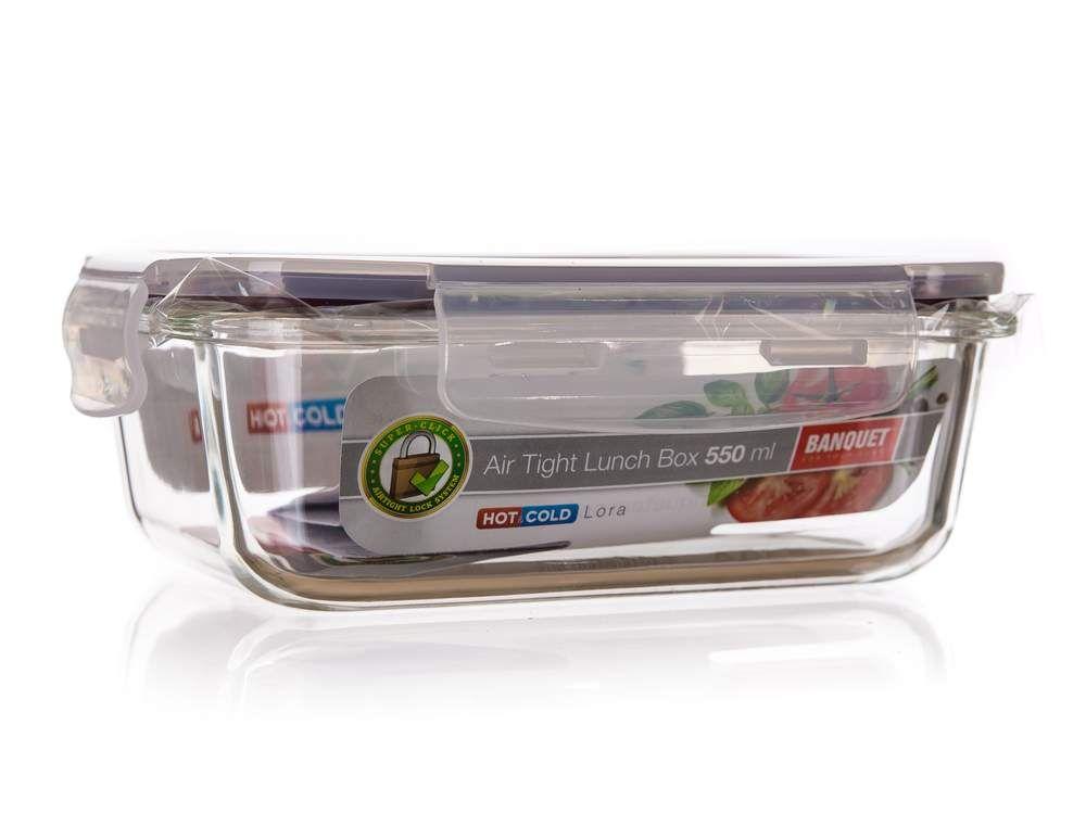 Glass food container Lora 550ml - maroon lid