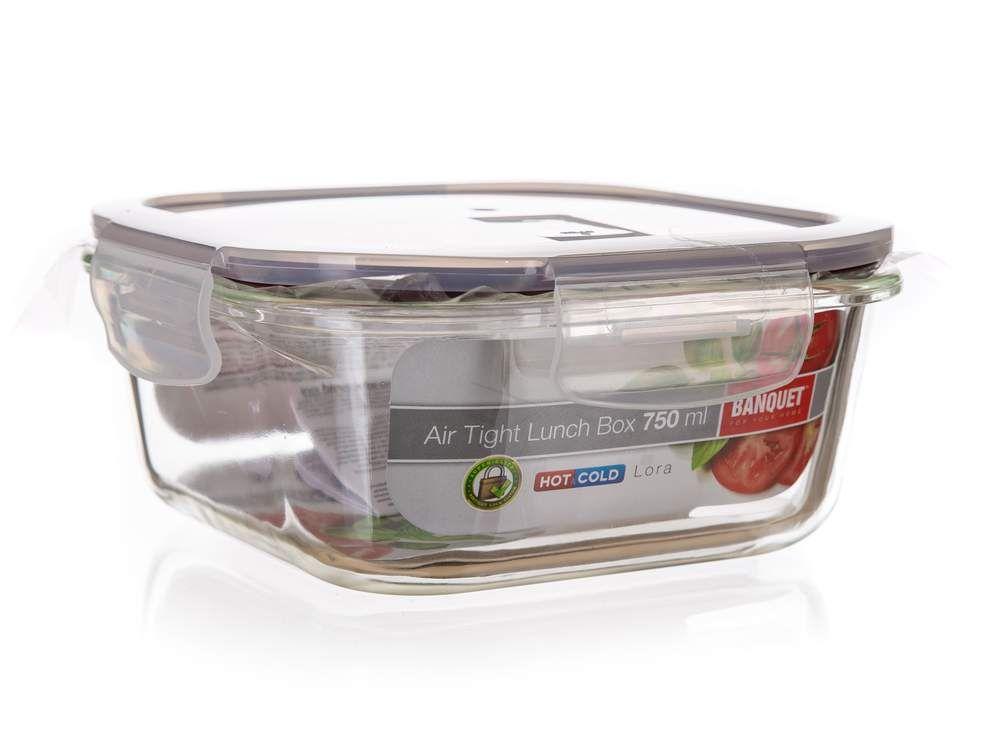 Glass food container Lora 750ml - maroon lid