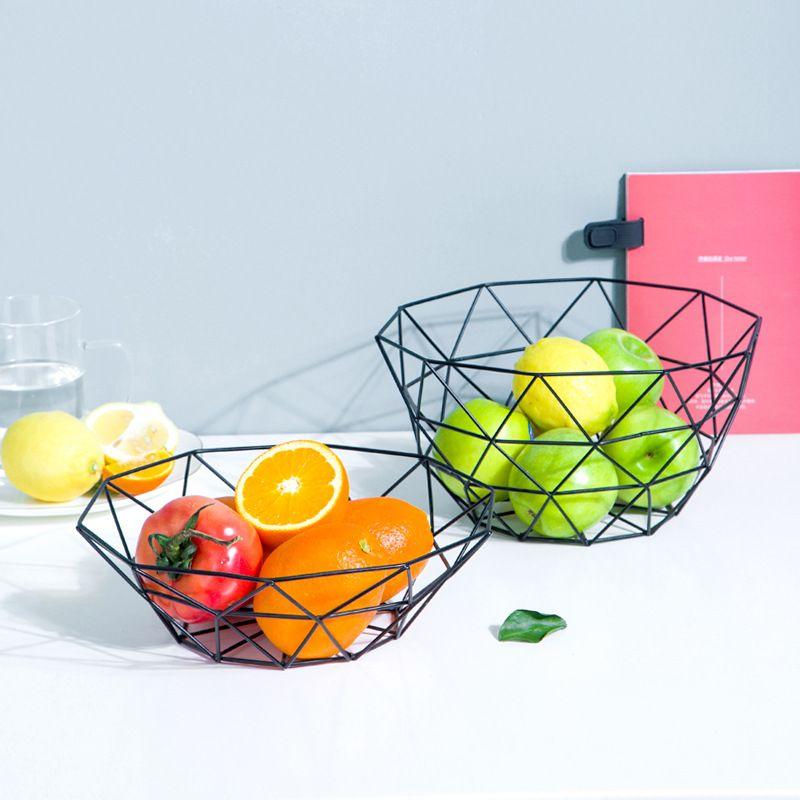 Black metal wire basket for decorative fruit